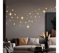 Miroir Etoile, 82pcs 3D Stickers Muraux Etoile Argent Amovible Miroir Mural Autocollant Enfant Acrylique Miroir Decoratif Mural Autocollant pour la DéCoration de la Chambre Dans le Salon (Doré)