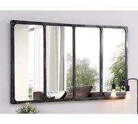 Miroir fenêtre industriel en métal - L. 140 x H. 75 cm - Noir - MAASTRICHT