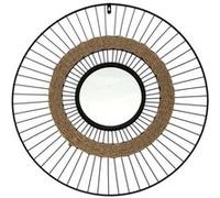 Miroir Mural Design Filaire 60cm Noir & Naturel