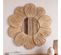 Miroir fleur rond en jute tressé, Ø80 cm 80x80x2.5cm Beige