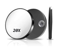 Miroir Grossissant 10x, Miroir de Rasage 20x 30x, Petit Miroir Rond avec Ventouse pour Soins du Visage Label