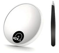 Miroir grossissant 40X avec ventouse et pincette, Maquillage professionnel, sourcils, Idéal voyage (Noir) Label