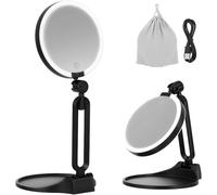 Miroir grossissant avec éclairage LED, double face, grossissement 10x/1x – Rechargeable par USB-C, 3 températures de couleur et luminosité réglable