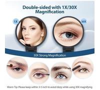 Miroir grossissant double face - Grossissement 30x Rotation 360 degrés - Maquillage et soin visage - Portable avec pince