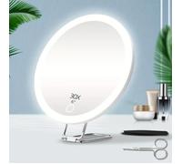 Miroir grossissant LED suspendu, miroir de maquillage compact et portable de 6 pouces, miroir de poche rechargeable