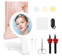 Miroir Grossissant Lumineux,Miroir LED,Miroir Maquillage,Double Face 10x/1x | Miroir Maquillage 3 Couleurs D'éclairage, Luminosité Réglable, Batterie 1500mAh Rechargeable, Mural/Portable/Pliable