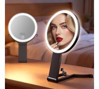 Miroir grossissant lumineux x40/x1, Miroir de maquillage LED double face | 3 couleurs dimmables, Rechargeable, Bureau & Voyage, Pour amoureux de beauté & seniors, Surface de 15cm