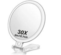 Miroir Grossissant x 30 Double Face Miroir Pliable avec Poignée Miroir de Maquillage à Main de Coiffeurs Miroir Pliant pour Diver