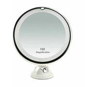 Miroir grossissant x10 avec éclairage LED, ventouse pour fixation murale, rotation à 360°, idéal pour rasage et maquillage YYV