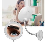 Miroir grossissant - ZERODIS - LC044 - 10X grossissement - Lumière LED - Ventouse réglable