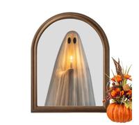 Miroir Halloween Lumineux Décoration Murale Effrayante Encadrée Lumineuse