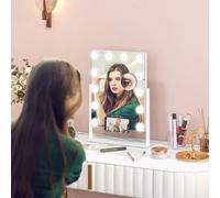 Miroir Hollywood LED 12 ampoules maquillage 37x46 cm grossissement x10 rotation 360° USB