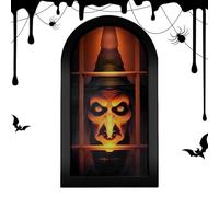 Miroir hologramme d'Halloween Witch, miroir animé effrayant effrayant décoration de miroirs animés, objet mural hanté pour la maison, cuisine, salon, chambre à coucher, décoration effrayante