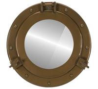 Miroir hublot - Montage mural - Diamètre : 30 cm - Aluminium et verre - Cadre en laiton - Avec matériel de fixation - Pour salon, couloir, salle de bain, décoration et miroir de maquillage