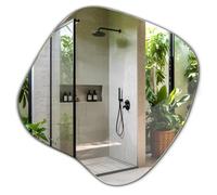 Miroir Industriel 57x57,7 cm Asymétrique Organique sans Cadre Élégant pour Salon Couloir Salle de Bain Cuisine Minimaliste Style Moderne Artistique Ondulé Suspendu avec Bords Polis