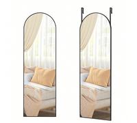 Miroir Intégral 120 x 40 cm, Miroir Incurvé, Monté sur Mur ou Porte, Cadre en Alliage d'Aluminium, Verre Trempé, pour Chambre, Salon, Vestiaire, Noir d'Encre [VUE COMPLÈTE, UTILISATION POLYVALENTE] Av