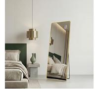 Miroir Intégral, 160 x 50 cm, Miroir Rectangulaire, Cadre en Alliage d’Aluminium, Verre Trempé, pour Chambre, Dressing, Doré Clair