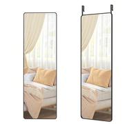 Miroir Intégral Suspendu, 120 x 40 cm, Miroir Rectangulaire, Cadre en Alliage d'Aluminium, Verre Trempé, pour Chambre, Salon,Dressing, Noir d'encre [VUE COMPLÈTE, POLYVALENCE]De dimensions 120 x 40 cm