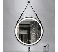 Miroir intelligent LED rond anti-buée à intensité variable avec lumière frontale 3 couleurs, fonction mémoire de 70 cm, finition noire, solution d'éclairage moderne