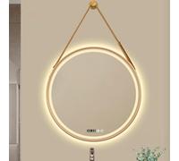 Miroir intelligent LED rond anti-buée à intensité variable pour salle de bain avec lumière frontale 3 couleurs, réflecteur lumineux, taille 70 cm, fonction mémoire de forme, design moderne