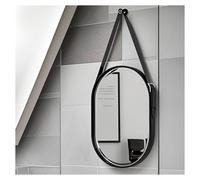 Miroir Lanière Cuir Miroir Mural Ovale Salle de Bain Entrée Rivets