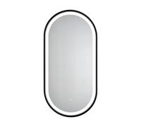 Miroir LED ovale 40 x 80 cm avec cadre aluminium noir et capteur tactile SAT (SATZOVLED4080CE)