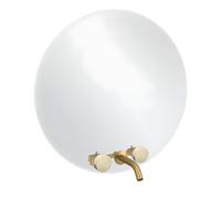 Miroir LED rond 3 trous + mélangeur lavabo encastré 3 trous JACOB DELAFON Grands Boulevards marbré travertin et laiton brossé