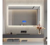 Miroir LED salle de bain 100 x 60 cm - 3 températures (3000/4000/6000K), anti-buée, affichage numérique, tactile