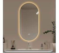 Miroir LED salle de bain - LINHOO - 120 x 60 x 3 cm - Verre argenté - Anti-buée, tactile, 3 couleurs, forme arche
