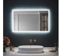 Miroir LED Salle de Bain SIRHONA - Anti-buée - 100x60cm - Blanc - Scandinave/ Moderne