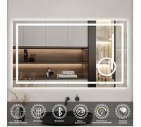 Miroir LED tactile 120x70cm avec Bluetooth, loupe 3x, gradation infinie et anti-buée pour salle de bain