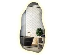 Miroir LED Wavy 40x80 cm Forme Ondulée sans Cadre Organique Asymétrique pour Chambre, Entrée, Salon, Salle de Bain Lumière Neutre Murale Style Moderne Maquillage