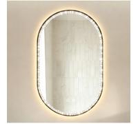Miroir Lumineux de Salle de Bain Ovale LED Antibuée Réglable - ELVMI - Cadre Noir Effet Diamant 50 × 80 cm