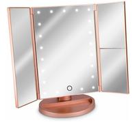 Miroir Lumineux LED 3 Faces à Poser - Miroir Maquillage Triptyque Pliable sur Pied avec Effet Grossissant x2 x3 - Pile ou USB