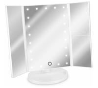 Miroir Lumineux LED 3 Faces à Poser - Miroir Maquillage Triptyque Pliable sur Pied avec Effet Grossissant x2 x3 - Blanc Label