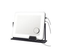 HOMCOM Miroir Lumineux LED intensité Miroir de Maquillage 3 Modes d'éclairage grossissement 10X, Port de Charge USB, Touche Tactile, Rotation à 360° - 62,5 x 52 cm