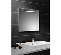 Miroir lumineux LED 60x60cm 2000 bande sur le dessus satiné, interrupteur sur le côté