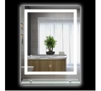 Miroir lumineux LED rectangulaire - kleankin - mural avec étagère luminosité réglable anti-buée interrupteur tactile - 70x50cm