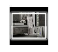 Miroir lumineux LED salle de bain 80 x 60 cm bluetooth interrupteur tactile lumière réglable 3 couleurs fonction anti-buée et mémoire