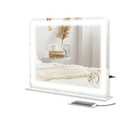 HOMCOM Miroir Lumineux LED intensité Miroir de Maquillage 3 Modes d'éclairage grossissement 10X, Port de Charge USB, Touche Tactile - 80 x 62 cm