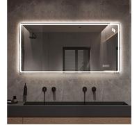 Miroir Lumineux Salle de Bain Sans Cadre LED Antibuée Avant et Arrière - TCQPZ - Verre Métal Argenté 120 × 60 cm