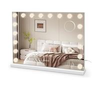 Miroir Maquillage Hollywood 18 Ampoules LED 80 x 60 cm Miroir Coiffeuse Lumineux Contrôle Tactile Luminosité Réglable sur Table & sur Mur Port Type C
