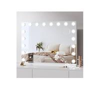 Miroir Maquillage Hollywood Bluetooth, 18 Ampoules LED 80 x 60 cm, Miroir Coiffeuse Lumineux Contrôle Tactile, Luminosité Réglable, sur Table & sur