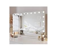 Miroir Maquillage Hollywood Bluetooth 90 x 60 cm, Miroir Coiffeuse Lumineux 20 Ampoules LED Contrôle Tactile Luminosité Réglable sur Table & sur Mur