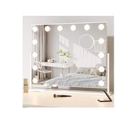 Miroir Maquillage Hollywood Lumineux, Miroir Coiffeuse LED 14 Lumières Dimmables 54 x 43 cm, Contrôle Tactile, 3 Modes de Lumière, Rotation à 360°,