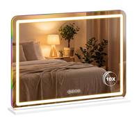 Miroir maquillage - HOMCOM - LED dimmable, lumière RGB, 3 températures de couleur, contrôle tactile - 80x60cm - verre - blanc
