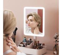 Miroir maquillage LED rechargeable rotatif 180° - double éclairage coiffeuse salle de bain