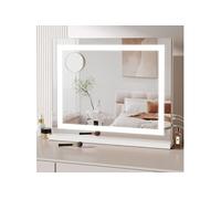 Miroir Maquillage Lumineux 58 x 48cm, Miroir LED Miroir Coiffeuse, Contrôle Tactile, 3 Modes, Luminosité Réglable, Miroir de Table et de Mur - Blanc