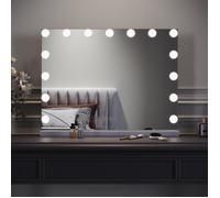 Miroir Maquillage Lumineux Led Hollywood l Dim. 58Lx45,5lx12H cm l 15 Ampoules 3 Couleurs Lumières Ajustables - Miroir de