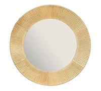 Atmosphera - Miroir Mural Rond Milda Doré, Diamètre 90 cm, Cadre en Métal Strié - Décoration Style Art Déco pour Entrée, Salon, Chambre